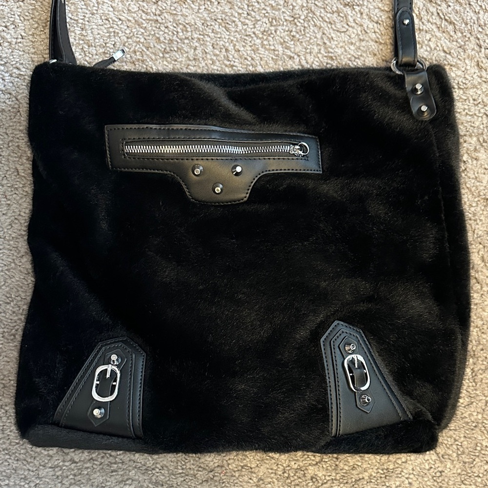 Black Faux Fur crossbody Bag